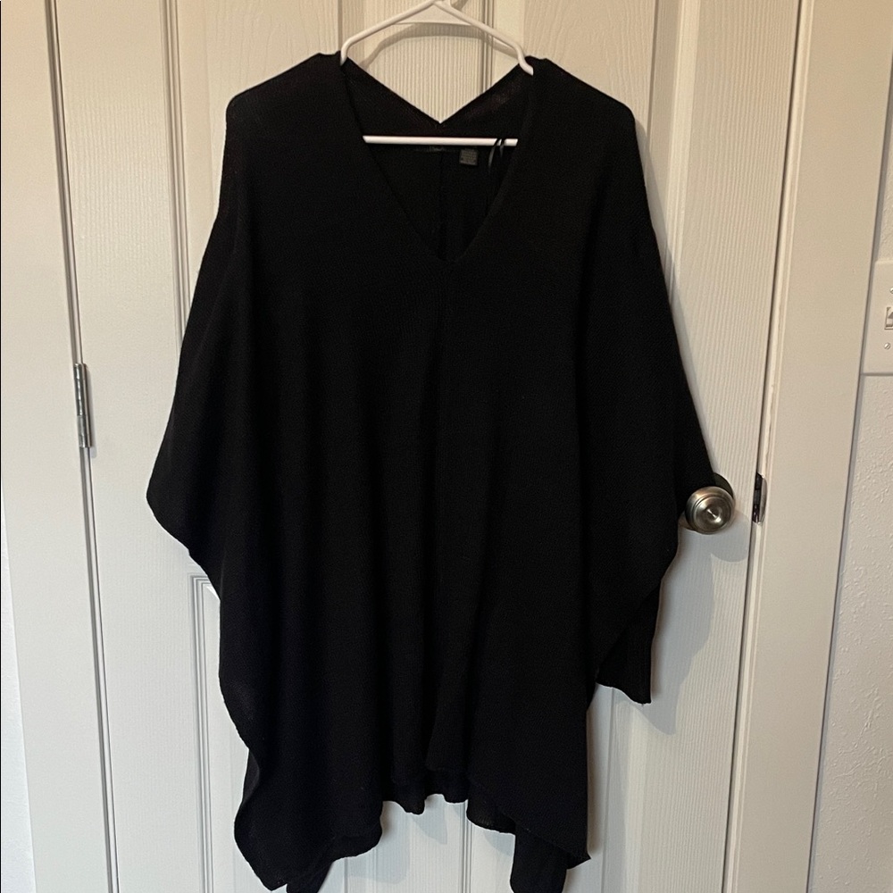 Black V-Neck Poncho